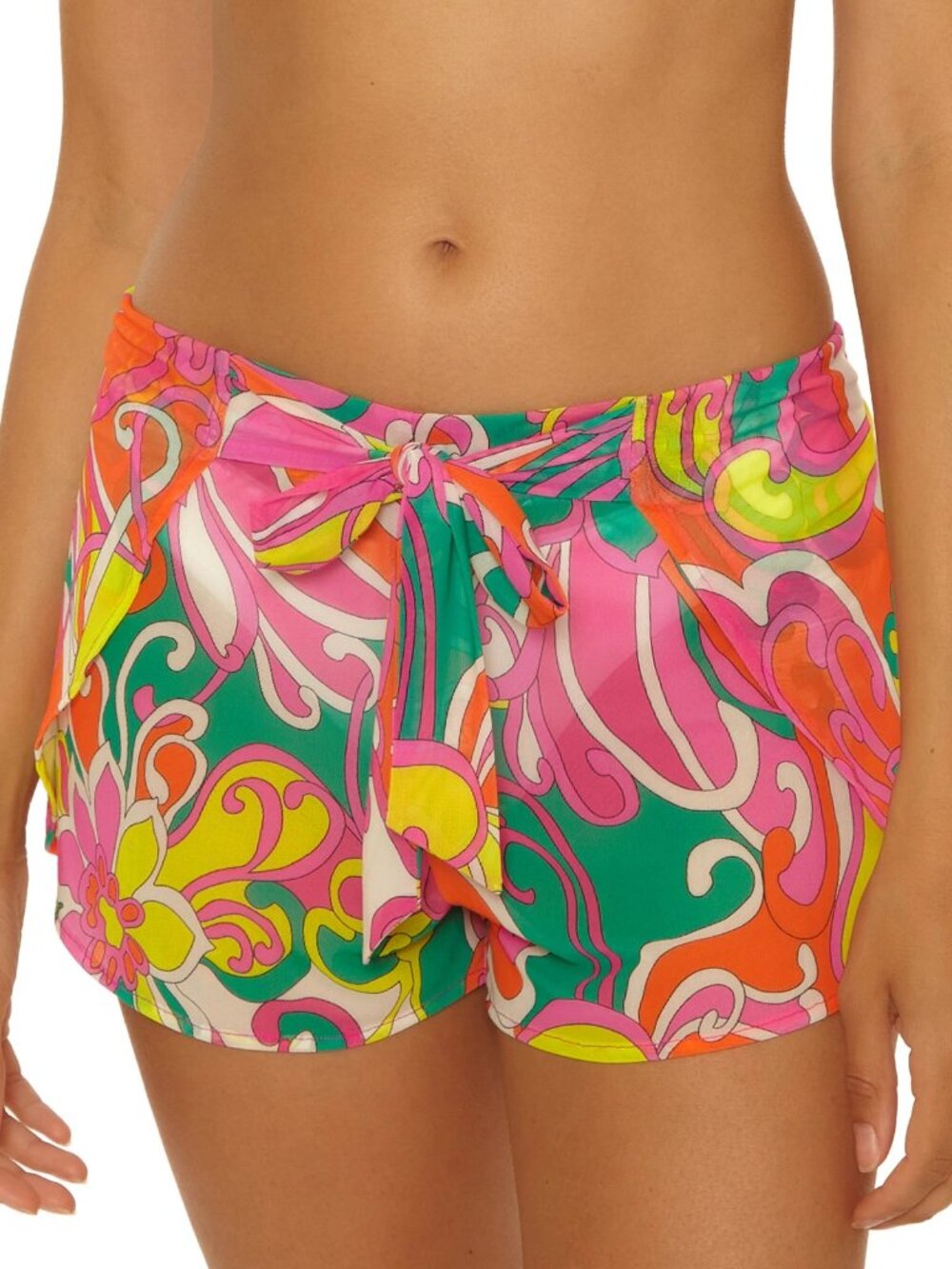 TRINA TURK ELARA PRINTED MESH WRAP SHORT SIZE SMALL
